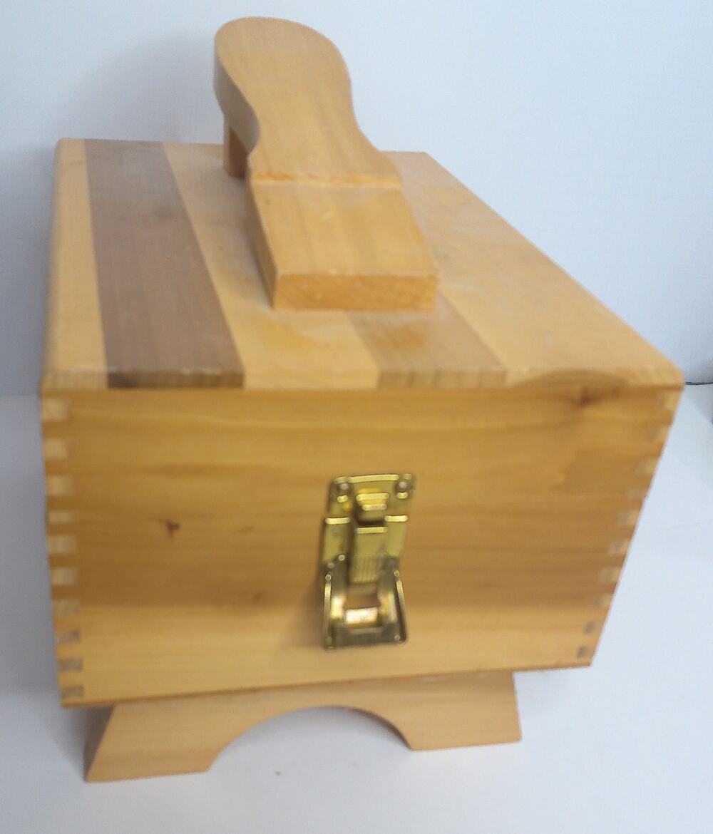 Vintage Wooden Shoe Shine Box Rustic Wood Caddy with Foot Rest & Felton Brushes